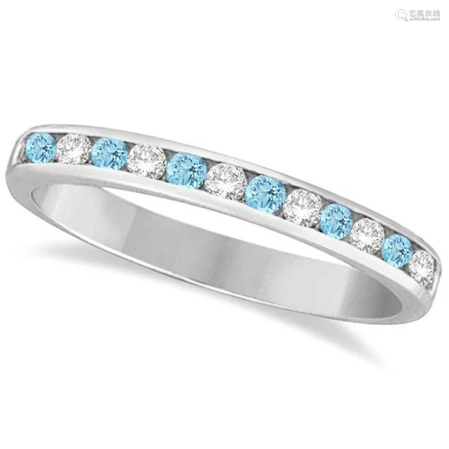 Aquamarine and Diamond Semi-Eternity Channel Ring …