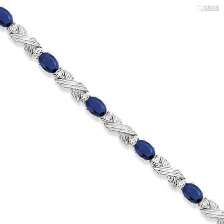 Blue Sapphire and Diamond XOXO Link Bracelet in 14k …