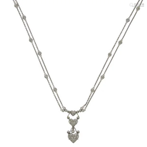 1.17ct 18k White Gold Diamond Heart Necklace