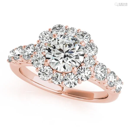 Certified 1.40 Ctw SI2/I1 Diamond 14K Rose Gold Vintage