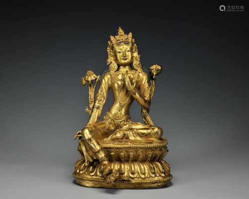 A Gilt-bronze Seated Bodhisattva Qing Dynasty