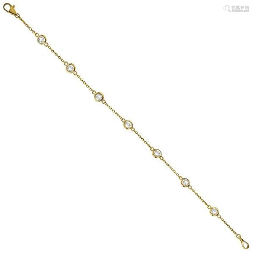 Station Bezel-Set Bracelet 14K Yellow Gold 1.00ctw