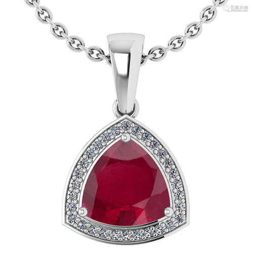 3.15 Ctw Ruby And Diamond 14k White Gold Pendant