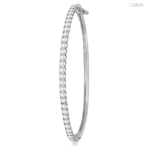 Luxury Stackable Diamond Bangle Bracelet 14k White Gold