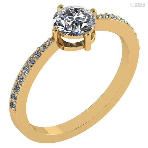 0.97 Ctw Diamond 14k Yellow Gold Halo Ring VS/SI1