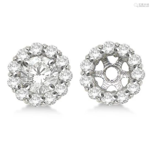 Round Diamond Earring Jackets for 6mm Studs 14K White G