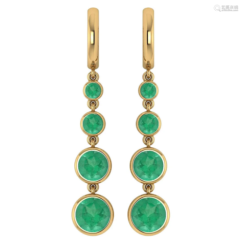 Certified 5.26 Ctw Emerald Drop Style Earrings For beau