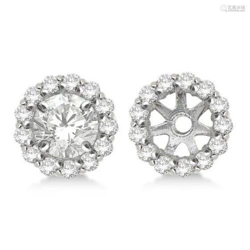 Round Diamond Earring Jackets for 5mm Studs 14K White G