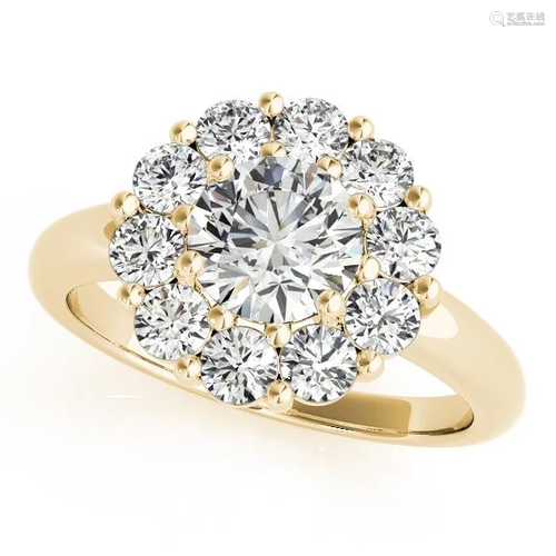 Certified 1.25 Ctw SI2/I1 Diamond 14K Yellow Gold Engag