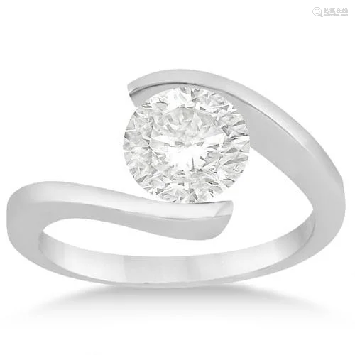 Tension Set Swirl Solitaire Engagement Ring 1.00 CTW 14