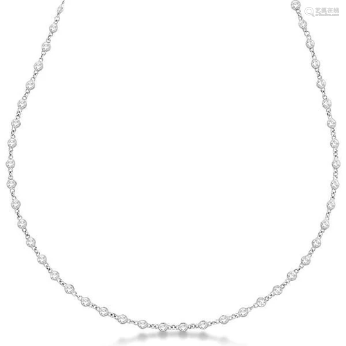 Station Eternity Necklace in 14k White Gold (1.51ct)