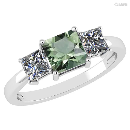 Certified 1.26 Ctw Peridot And Diamond 14k White Gold S