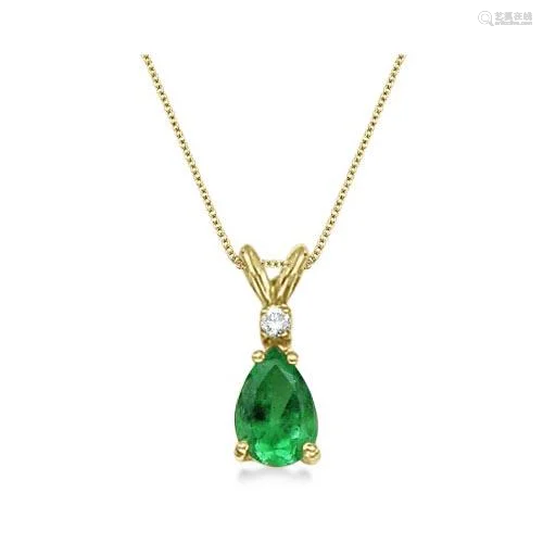 Pear Emerald and Diamond Solitaire Pendant Necklace …