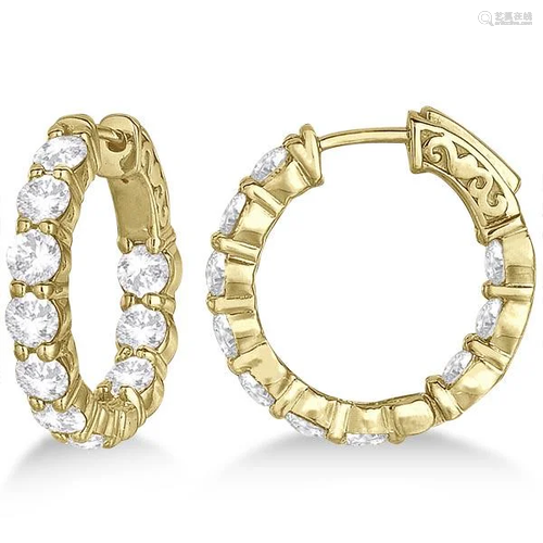 Small Round Diamond Hoop Earrings 14k Yellow Gold 4.00c