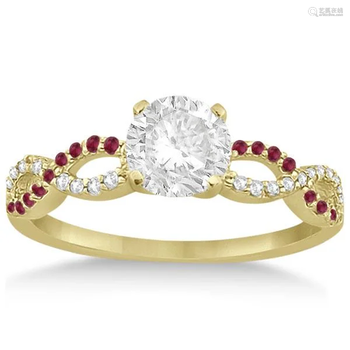 Infinity Diamond and Ruby Gemstone Engagement Ring 14K