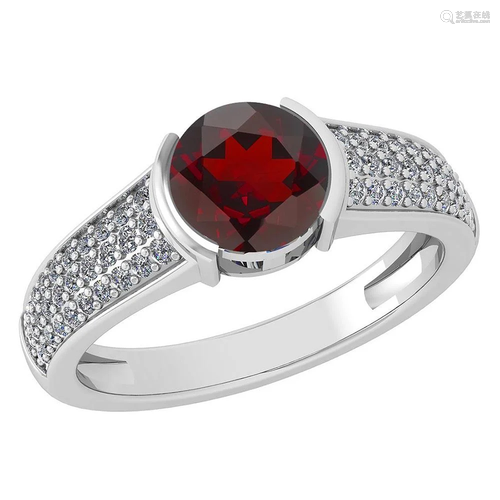 Certified 1.56 Ctw Garnet And Diamond Ladies Fashion Ha