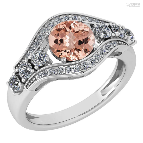 Certified 1.80 Ctw Morganite And Diamond Ladies Fashion