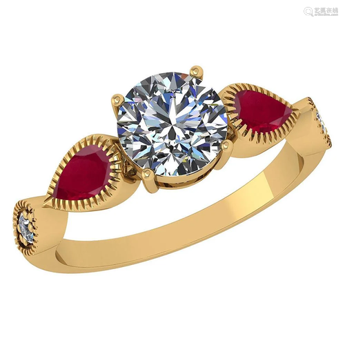 Certified 1.81 Ctw Ruby And Diamond Wedding/Engagement