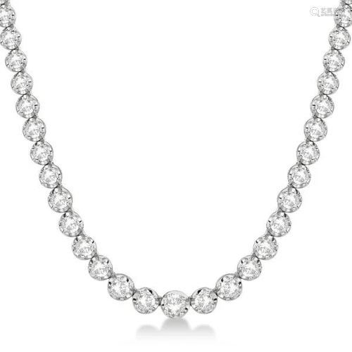 Eternity Diamond Tennis Necklace 14k White Gold (10.35c