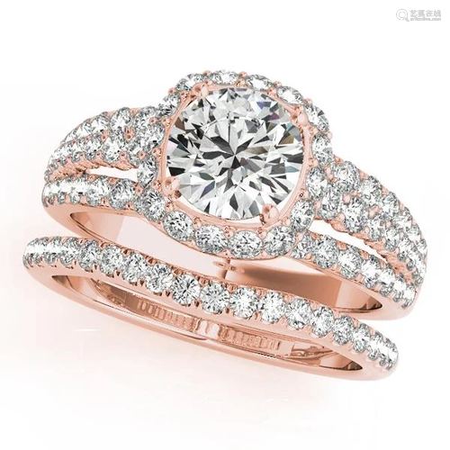 Certified 1.55 Ctw SI2/I1 Diamond 14K Rose Gold Engagem