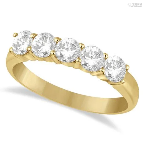 Five Stone Diamond Ring Anniversary Band 14k Yellow Gol