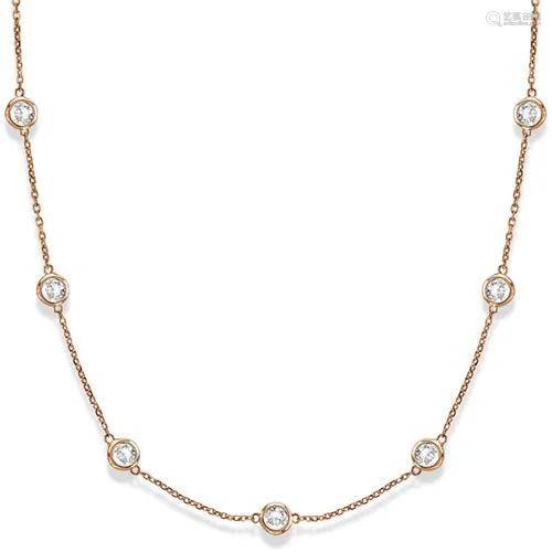 Station Bezel-Set Necklace in 14k Rose Gold (3.00ct)