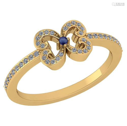 Certified 0.24 Ctw Blue Sapphire And Diamond 18k Yellow