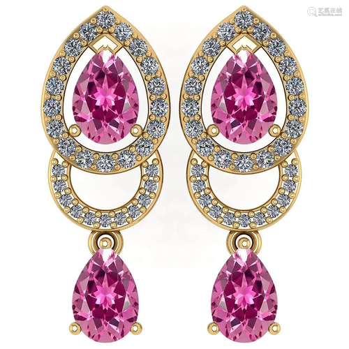 2.34 Ctw Pink Tourmaline And Diamond 14k Yellow Gold Ha