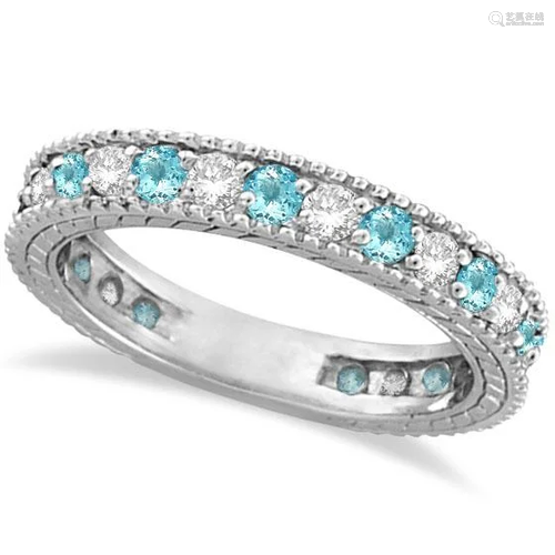 Diamond and Aquamarine Eternity Ring Band 14k …