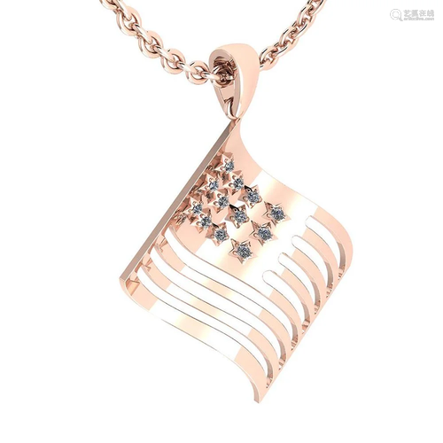 Certified 0.30 Ctw Diamond The American Flag Pendant 14