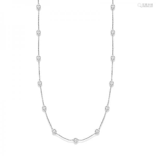 36 inch Station Station Necklace 14k White Gold 2.00ctw