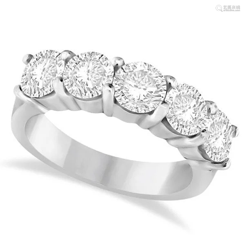 Five Stone Diamond Ring Anniversary Band 14k White Gold