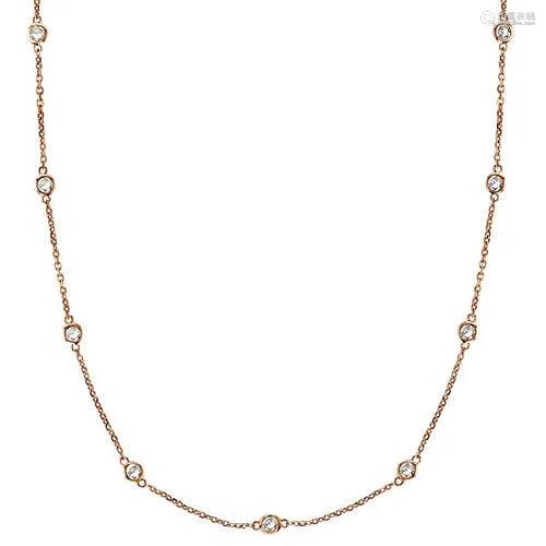 Station Bezel-Set Necklace in 14k Rose Gold (0.33 ctw)