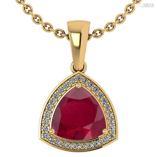 3.15 Ctw Ruby And Diamond 14k Yellow Gold Pendant