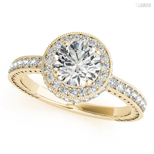 Certified 0.95 Ctw SI2/I1 Diamond 14K Yellow Gold Brida