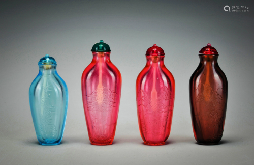 A Group of Peking Glass Snuff Bottles Qing Dynasty