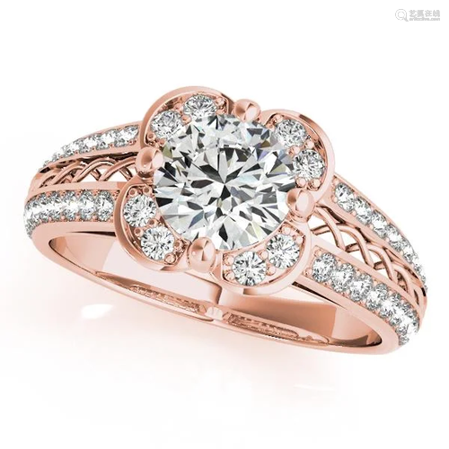 Certified 1.70 Ctw SI2/I1 Diamond 14K Rose Gold Vintage