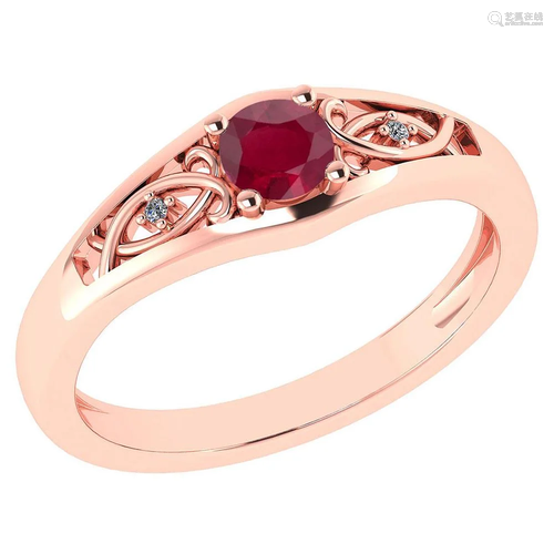 Certified 0.37 Ctw Ruby And Diamond 14k Rose Gold Halo