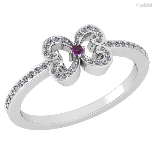 Certified 0.24 Ctw Amethyst And Diamond 18k White Gold