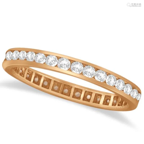 Channel Set Diamond Eternity Ring Band 14k Rose Gold pi