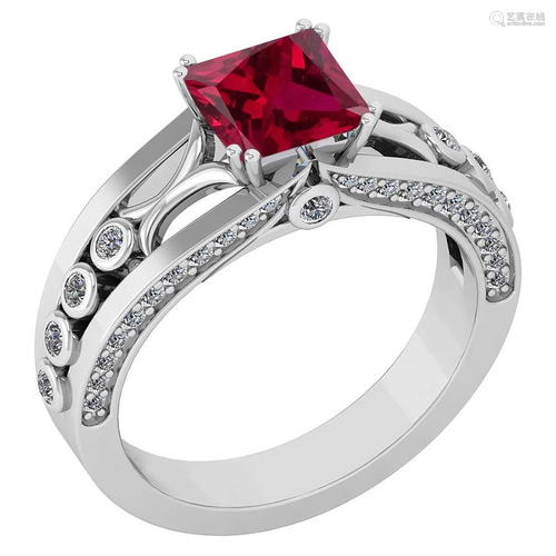 Certified 1.53 Ctw Ruby And Diamond Wedding/Engagement