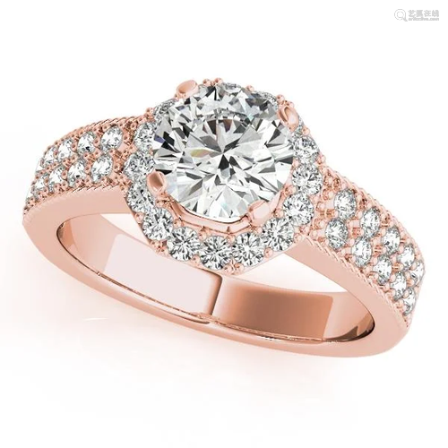 Certified 1.40 Ctw SI2/I1 Diamond 14K Rose Gold Engagem