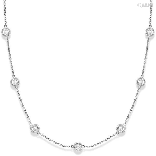 Station Bezel-Set Necklace 14k White Gold (3.00ct)