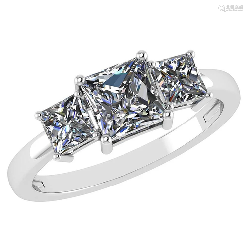 1.26 Ctw Princess Cut Diamond 14k White Gold Simple Rin