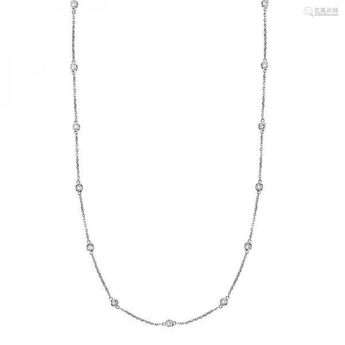 36 inch Station Station Necklace 14k White Gold 1.00ctw