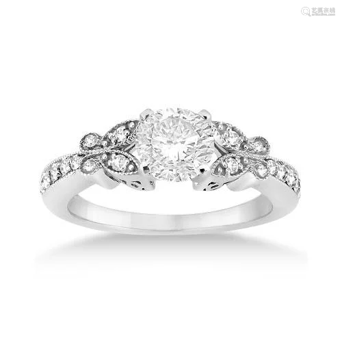 Butterfly Diamond Engagement Ring Setting 14k White Gol