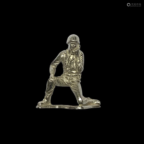 Silver Army Radioman Soldier Figurine