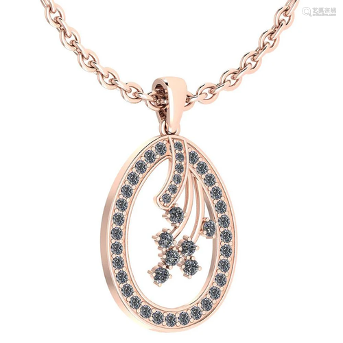 Certified 0.79 Ctw Diamond VS/SI1 Necklace 18K Rose …