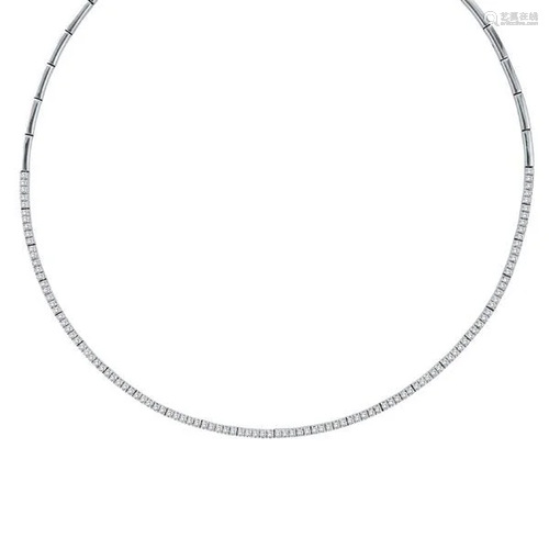 Diamond Tennis Choker Necklace in 14k White Gold 2.31ct