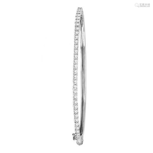 Luxury Stackable Diamond Bangle Bracelet 14k White Gold